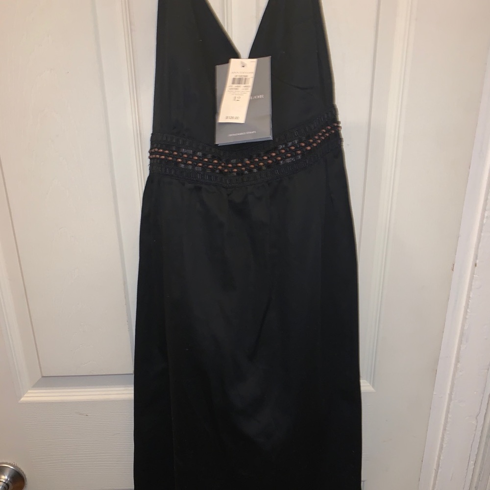Ann Taylor black halter dress with beaded straps